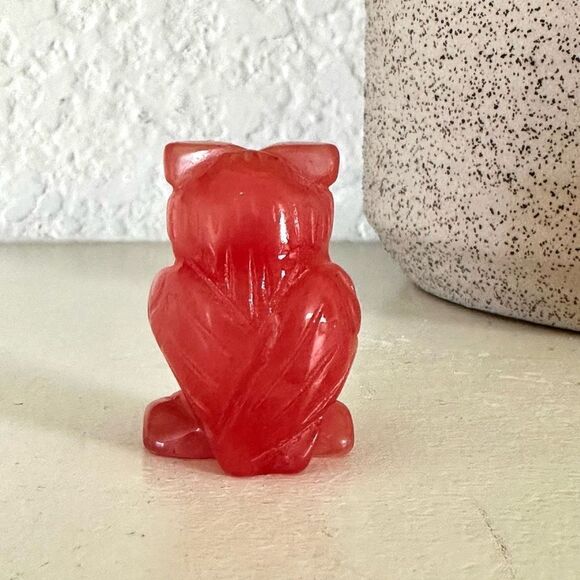 small pink glass owl - Picture 4 of 10